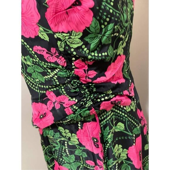Anthropologie Floral Midi Dress in Black and Pink size 8 - Picture 8 of 9